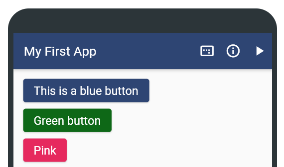 Button widgets with different colors and text