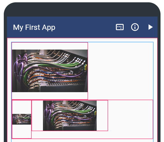 Image widgets with different sizes and debug lines