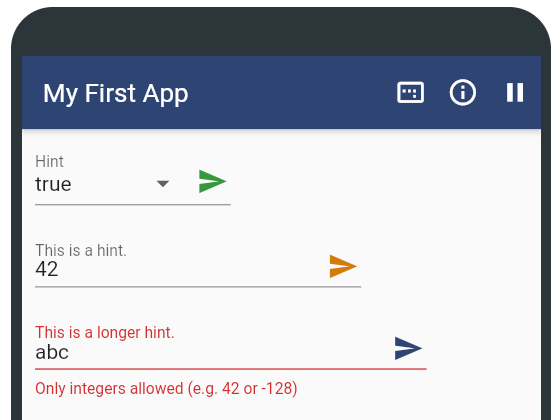 Property value input widgets with different styling and states