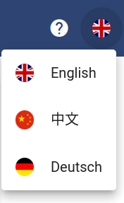 Language selection menu