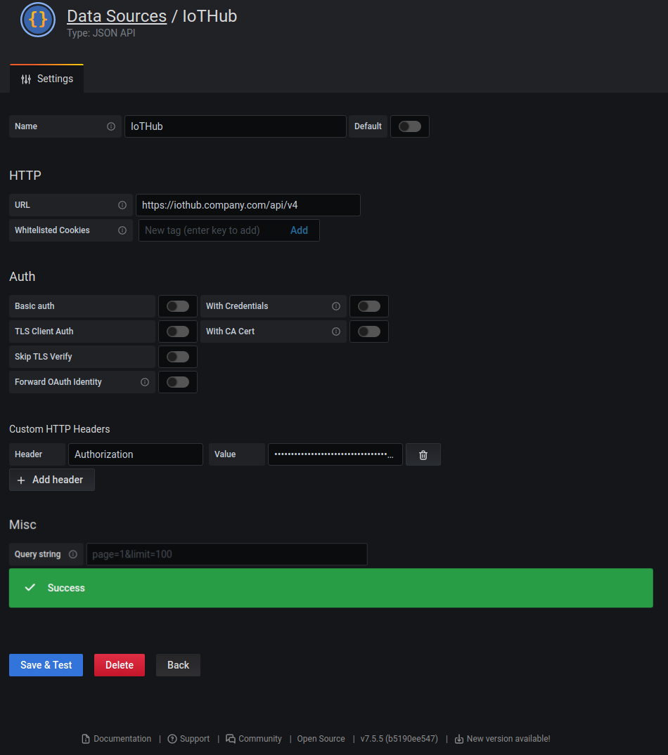 Configure data source