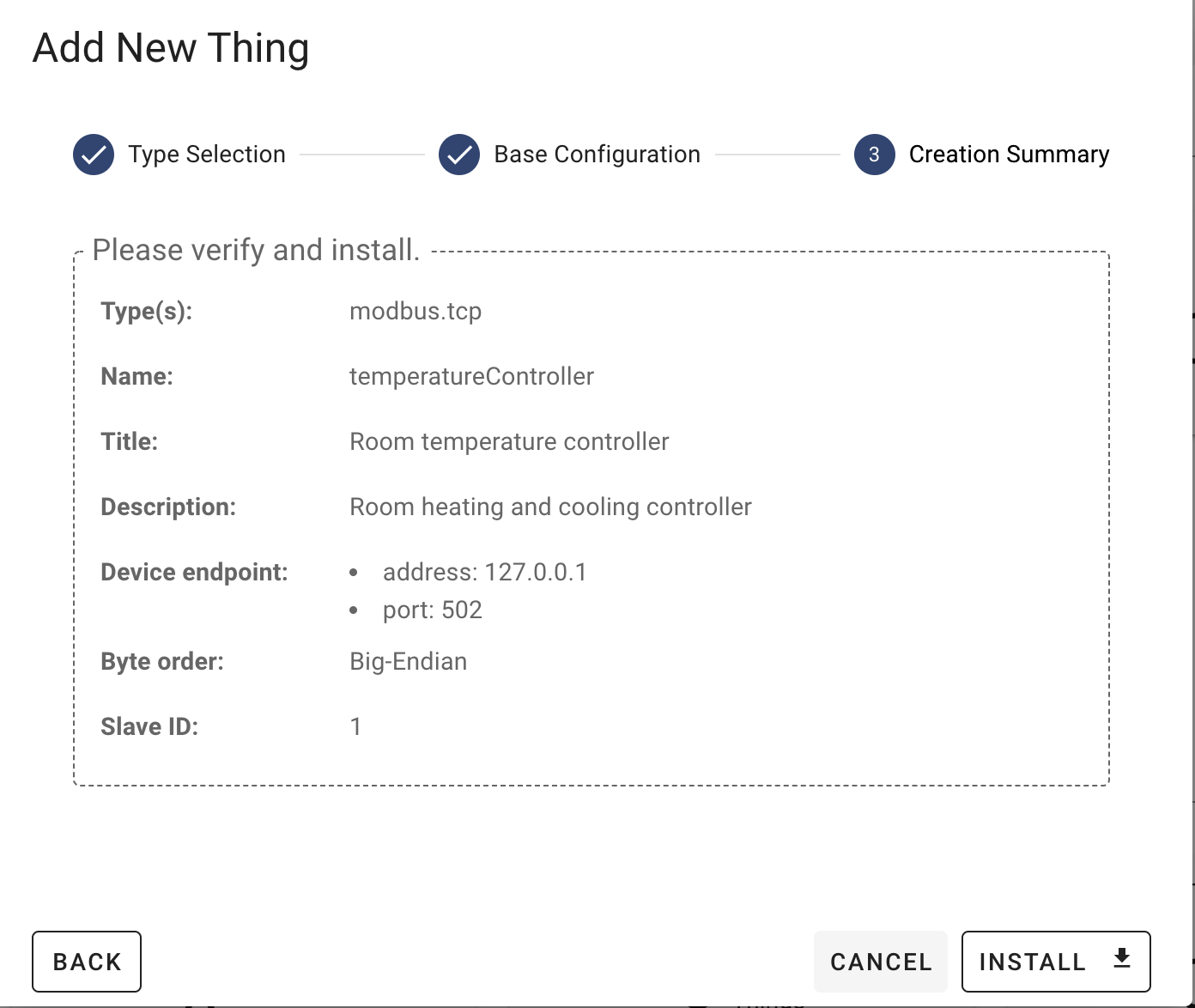 Install the Modbus thing