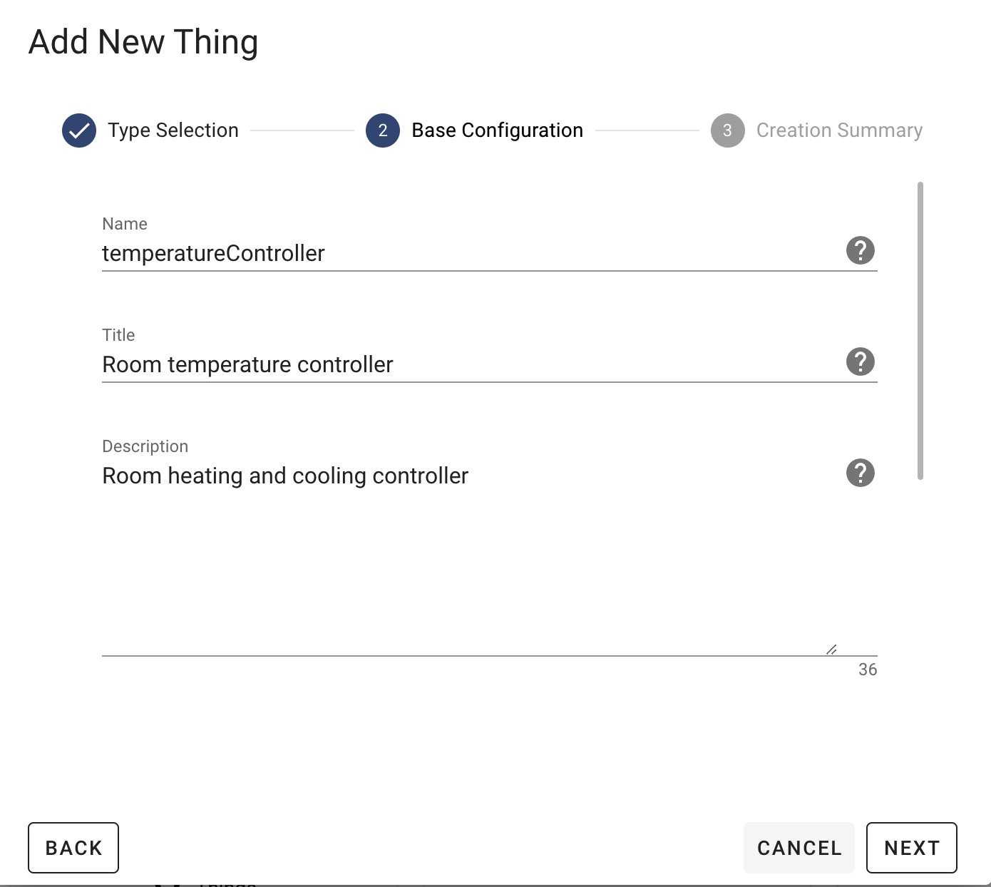 Descriptive attributes of the thing