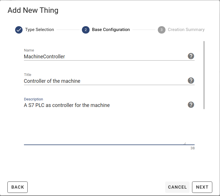 Descriptive attributes of the thing