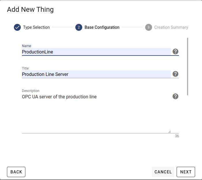 Add Thing - Configuration